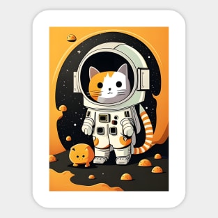 I'm Cat Astronaut, Funny Cat Floating Around The Planets - Love Cats Sticker